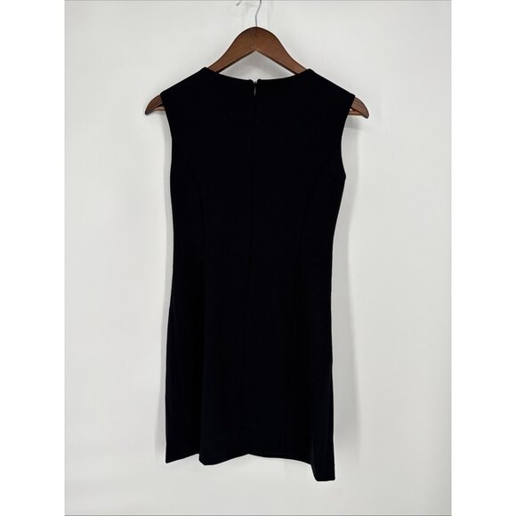 DKNY Womens Size 2 Petite Black Scuba Crepe Contrast Round Neck Sleeveless Dress - Picture 7 of 10